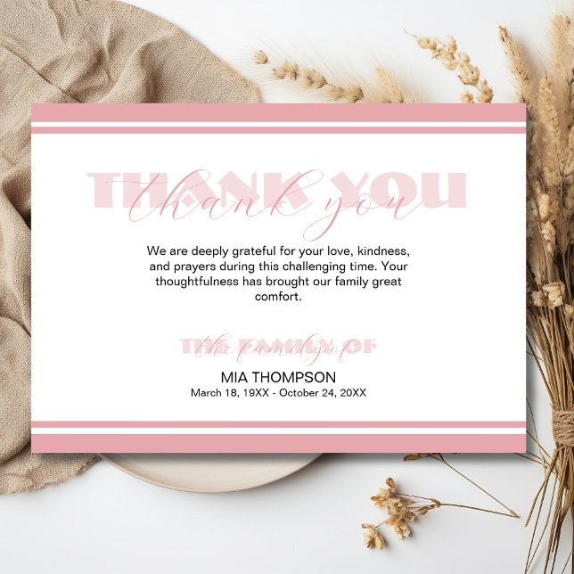 Tarjeta De Agradecimiento Traditional Bottle Rose Pink Memorial Thank (Subido por el creador)