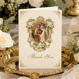 Tarjeta De Agradecimiento Traditional Catholic Wedding Betrothal Floral