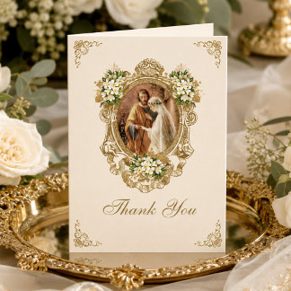 Tarjeta De Agradecimiento Traditional Catholic Wedding Betrothal Floral