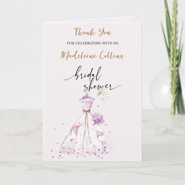 Tarjeta De Agradecimiento Traje de boda de la ducha nupcial personalizado Gr (Anverso)