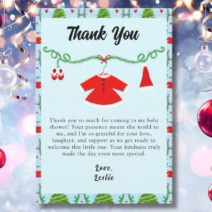 Tarjeta De Agradecimiento Traje de Santa para bebé niña Baby Shower