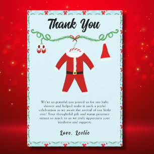Tarjeta De Agradecimiento Traje de Santa para bebé niño Baby Shower