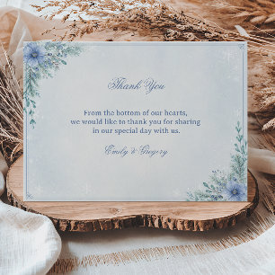 Tarjeta De Agradecimiento Tranquilidad Botánica Azul Helada Elegante