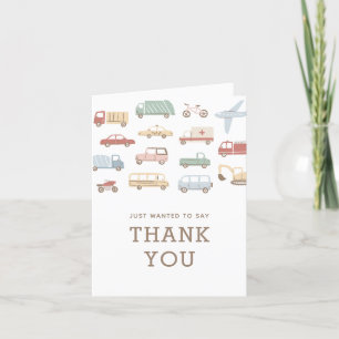 Tarjeta De Agradecimiento Transporte Autos y Camiones Fiesta de Cumpleaños N