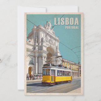 Tarjeta De Agradecimiento Tranvía amarillo, Arco de la Calle Augusta. Lisboa