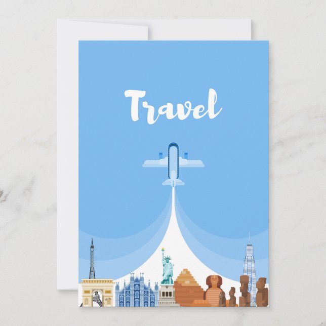 Tarjeta De Agradecimiento Travel Art Travel Around The World (Anverso)