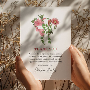 Tarjeta De Agradecimiento Travesía floral rosa de la Cruz Sagrada Religiosa