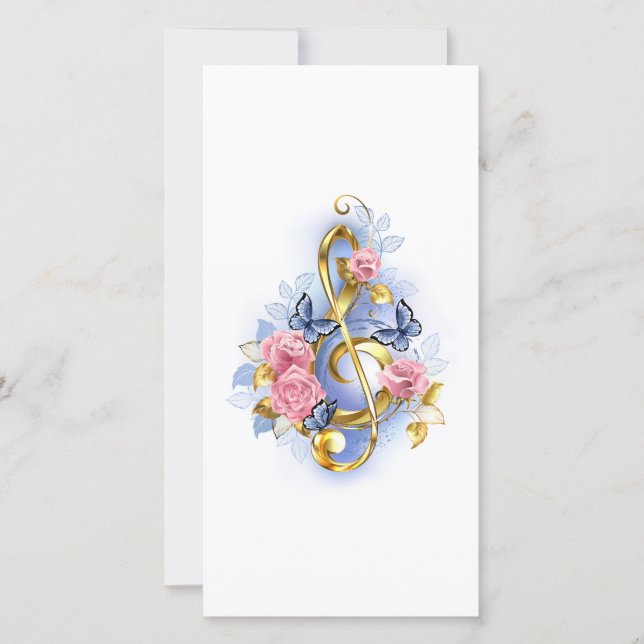 Tarjeta De Agradecimiento Treble arrecife con rosas rosas rosas rosas (Anverso)