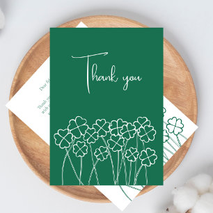 Tarjeta De Agradecimiento Trébol de la Suerte Verde Esmeralda Chic Boda Mode