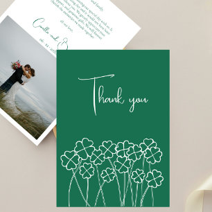 Tarjeta De Agradecimiento Trebol de la Suerte Verde Esmeralda Chic Fotografí