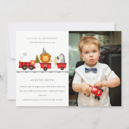 Tarjeta De Agradecimiento Tren animal lindo foto cualquier cumpleaños Invita