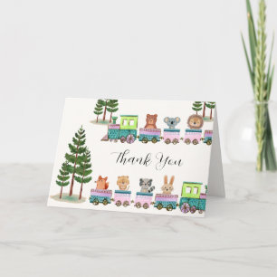 Tarjeta De Agradecimiento Tren Choo Choo de Animales de Safari Salvaje para