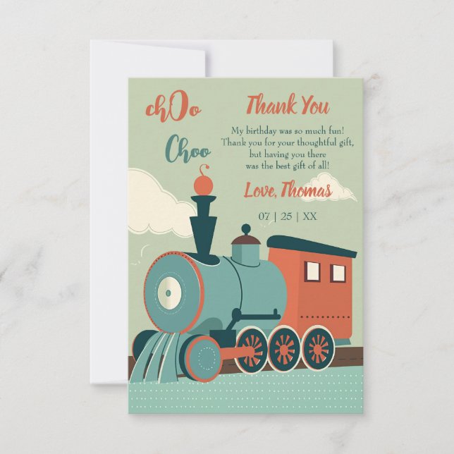 Tarjeta De Agradecimiento Tren de personalizar de cumpleaños (Anverso)