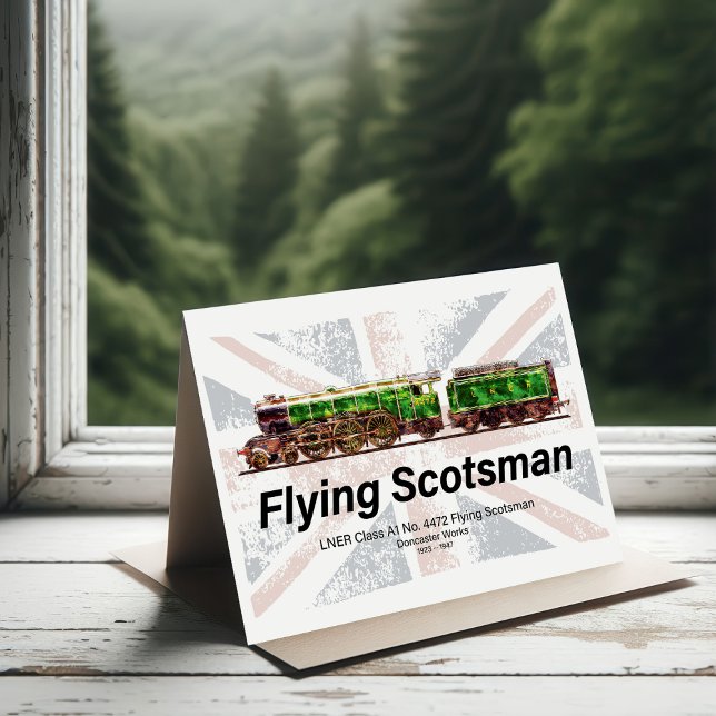 Tarjeta De Agradecimiento Tren de vapor de Escocia volante Locomotora ingles (Flying Scotsman Steam Train English Locomotive. Thank You Card)