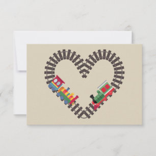 Tarjeta De Agradecimiento Tren del Día de San Valentín Corazón de Ferrocarri