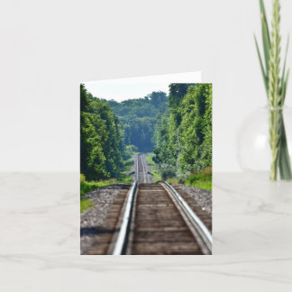 Tarjeta De Agradecimiento Tren pistas en blanco