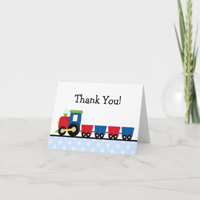 Tarjeta De Agradecimiento Tren Polka Dot Gracias (Anverso)