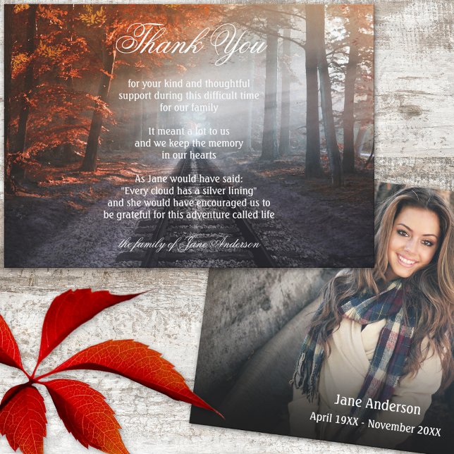 Tarjeta De Agradecimiento Tren Track Autumn Forest Sympathy Gracias Cartas (Subido por el creador)