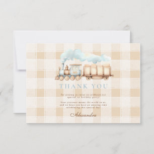 Tarjeta De Agradecimiento Tren Vintage cumple 1 año