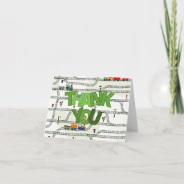 Tarjeta De Agradecimiento Tren y pistas para niños de ferrocarril