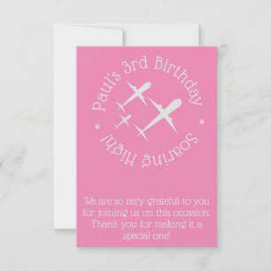 Tarjeta De Agradecimiento Tres aviones en rosa divertido y elegante personal