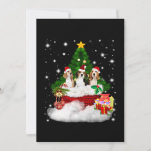 Tarjeta De Agradecimiento Tres Beagles Santa Claus con árbol de Navidad