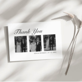 Tarjeta De Agradecimiento Tres Bodas de fotografía modernos en blanco y negr