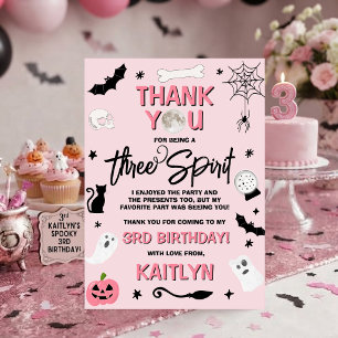 Tarjeta De Agradecimiento ¡Tres Espíritus! Cumpleaños de Halloween número 3