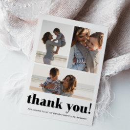 Tarjeta De Agradecimiento Tres fiestas de cumpleaños azules de Collage de fo