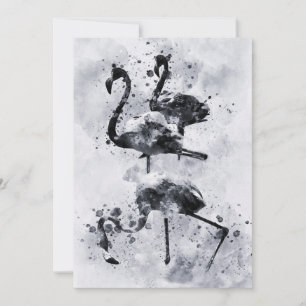 Tarjeta De Agradecimiento Tres flamencos acuarela en blanco y negro