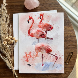 Tarjeta De Agradecimiento Tres flamencos rosados en impresión de arte de acu