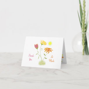 Tarjeta De Agradecimiento Tres flores en el sol - transparentes en blanco.