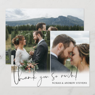 Tarjeta De Agradecimiento Tres Fotos Bodas Muchas Gracias