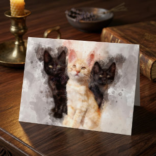 Tarjeta De Agradecimiento Tres gatitos adorables y hermosas acuarelas