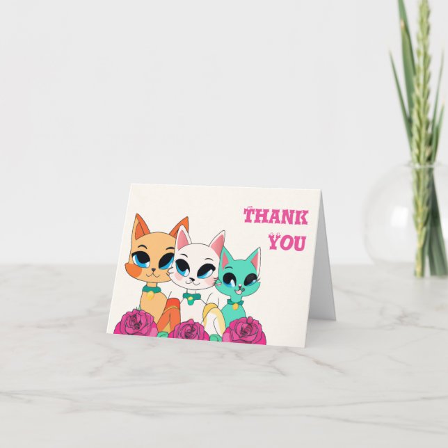 Tarjeta De Agradecimiento Tres Gatos (Anverso)