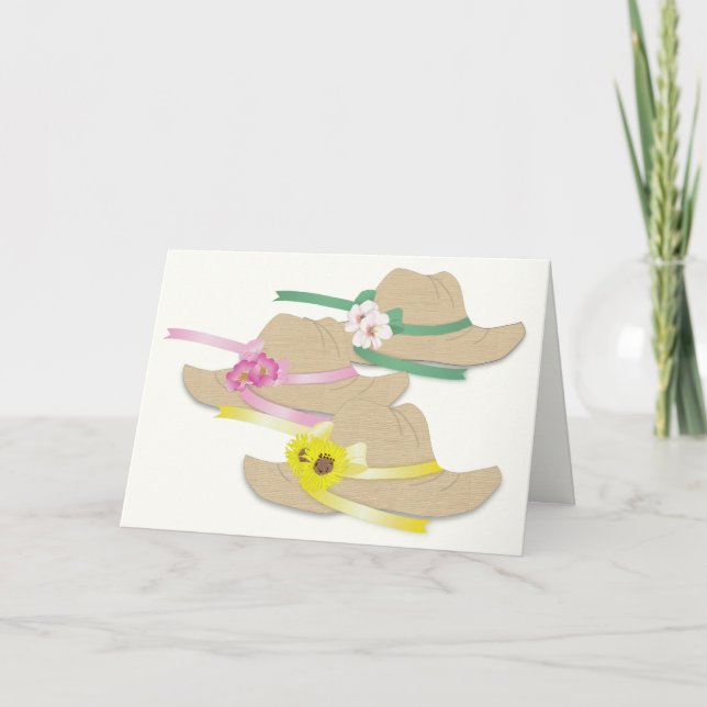 Tarjeta De Agradecimiento Tres gorras de paja (Anverso)