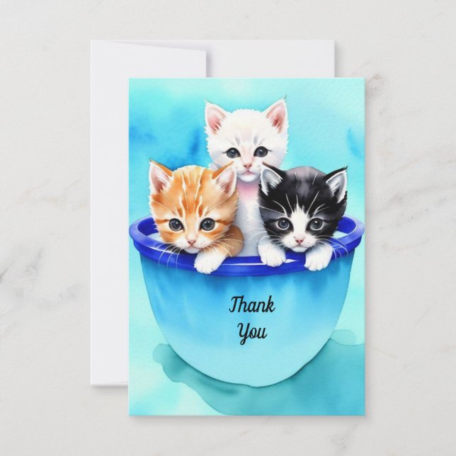Tarjeta De Agradecimiento Tres hermosos gatitos (Anverso)