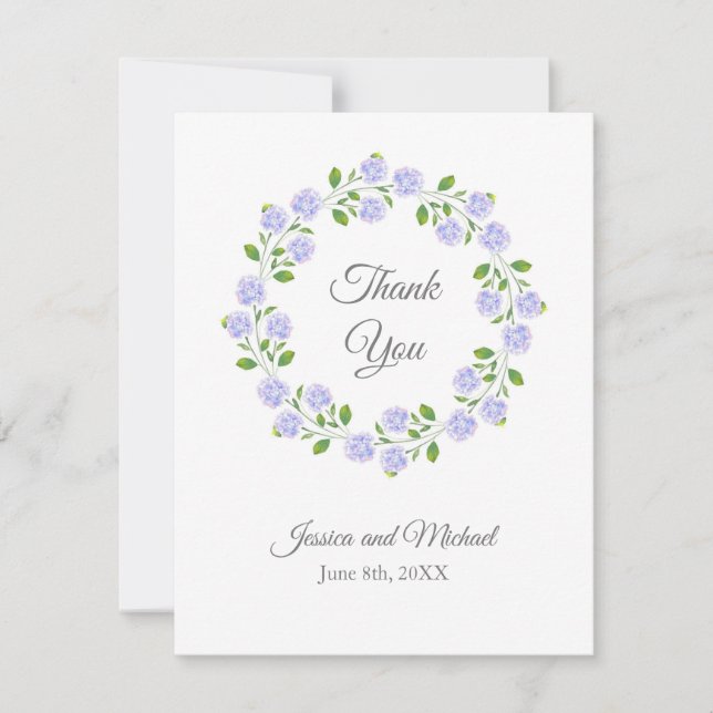 Tarjeta De Agradecimiento Tres hidráneas Agua Floral Wreath (Anverso)