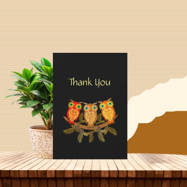 Tarjeta De Agradecimiento Tres lindos búhos (Subido por el creador)