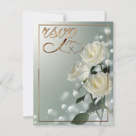 Tarjeta De Agradecimiento Tres rosas blancas/guarnición de oro