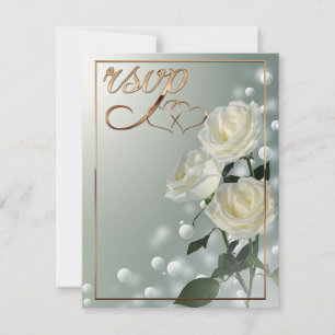 Tarjeta De Agradecimiento Tres rosas blancas/guarnición de oro