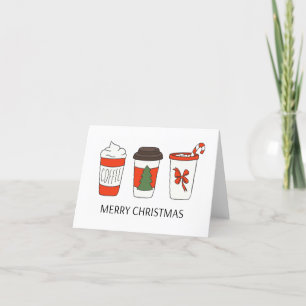 Tarjeta De Agradecimiento Tres tazas de café de papel para Navidades, bebida