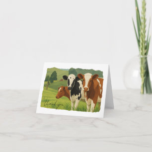Tarjeta De Agradecimiento Tres vacas en el campo