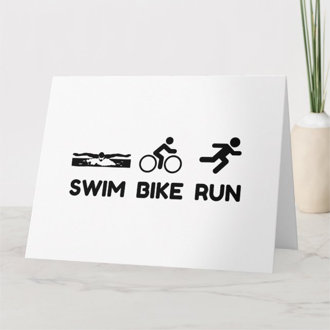 Tarjeta De Agradecimiento Triathlon Swim Bike Run (Anverso)
