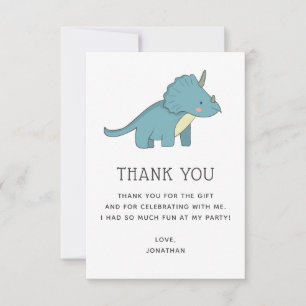 Tarjeta De Agradecimiento Triceratops Dinosaur   Cumpleaños del adorable din