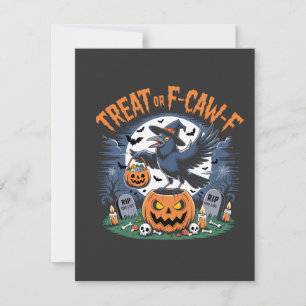 Tarjeta De Agradecimiento Trick o F-Caw-f Funny Crow Halloween Spooky