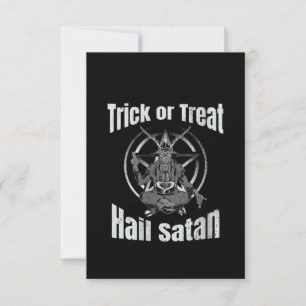 Tarjeta De Agradecimiento Trick o Treat Hail Satan Pentagram Goat