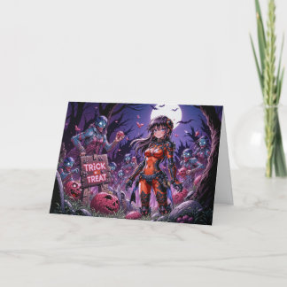 Tarjeta De Agradecimiento Trick o Treat Halloween Zombis con el cerebro