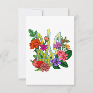 Tarjeta De Agradecimiento tridente tryzub de la heráldica ucraniana con flor