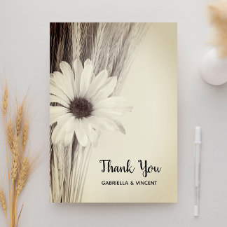 Tarjeta De Agradecimiento Trigo Seco Daisy Country Farm Boda Gracias